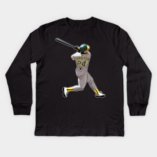 Rickey Henderson #24 Swings Power Kids Long Sleeve T-Shirt